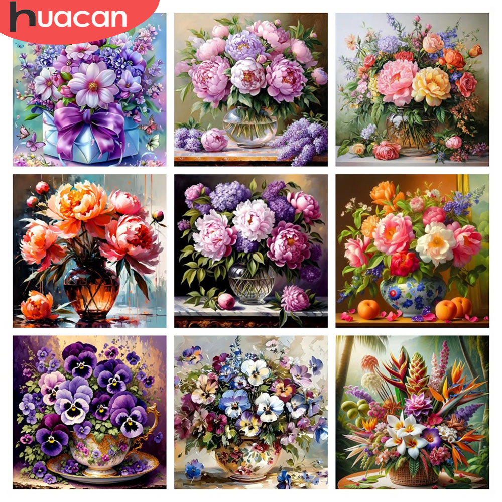 Resin Art Wallpaper - HUACAN 5D Elmas Mozaik Gül Çiçeği
