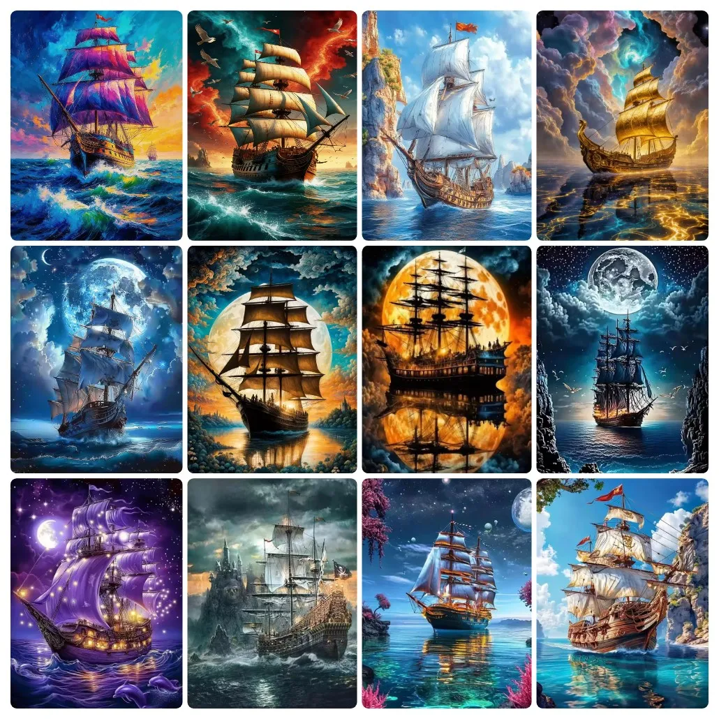 Resin Art Work - Elmas Boyama Tekne Manzarası Mozaik, El