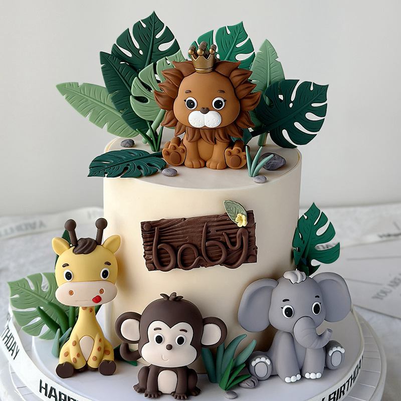 Resin Art Baby - Orman Safari Hayvan Bebek Kek Dekor