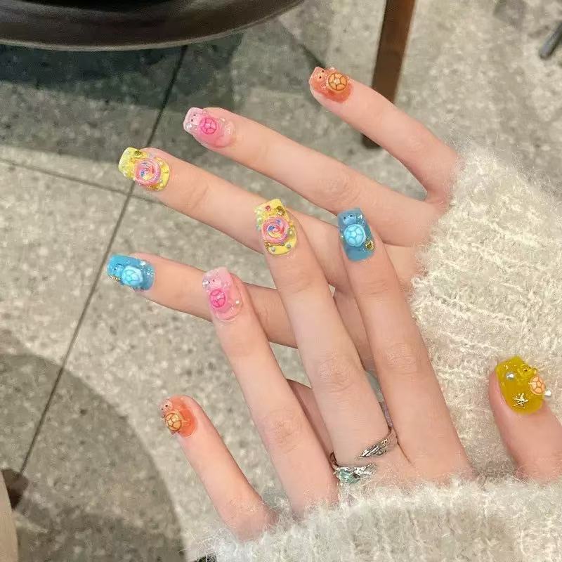 Resin Art Case - 100 Mini Renkli Kaplumbağa Reçine Süsleri